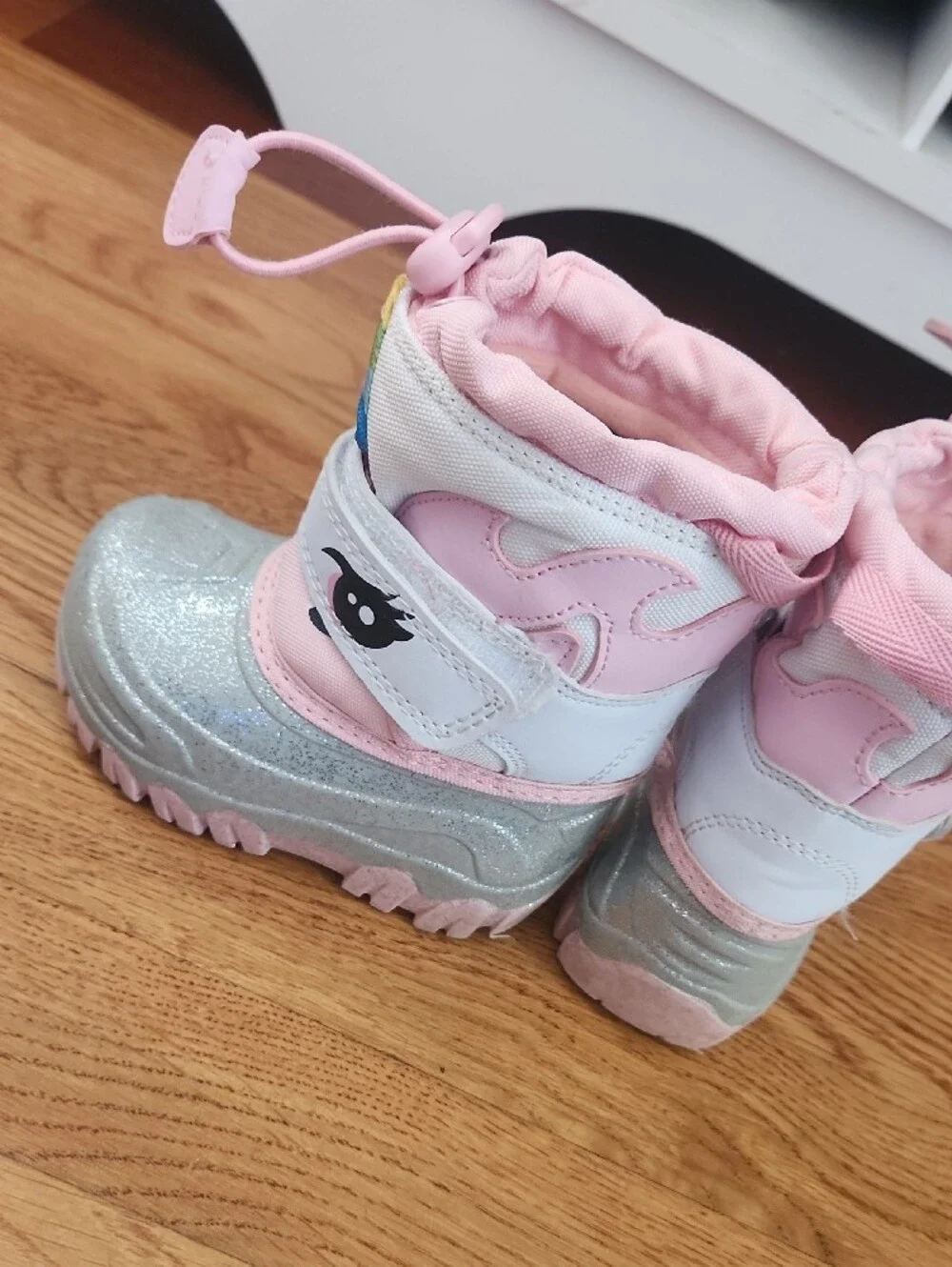 Cat & Jack Pink Unicorn Glitter Rain & Snow Boots with Rainbow Ears